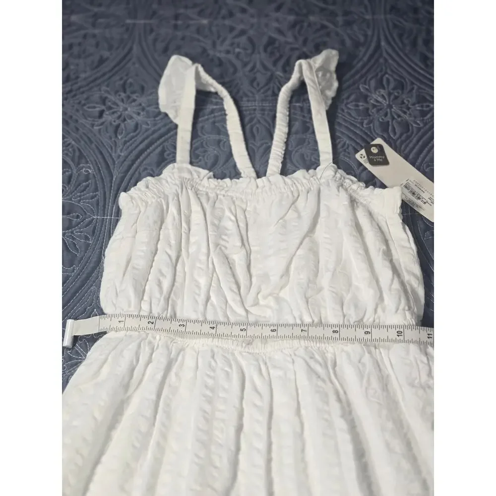 White Cotton Sundress Ruffle Strap Midi Dress Girls 7/8 Summer Classic